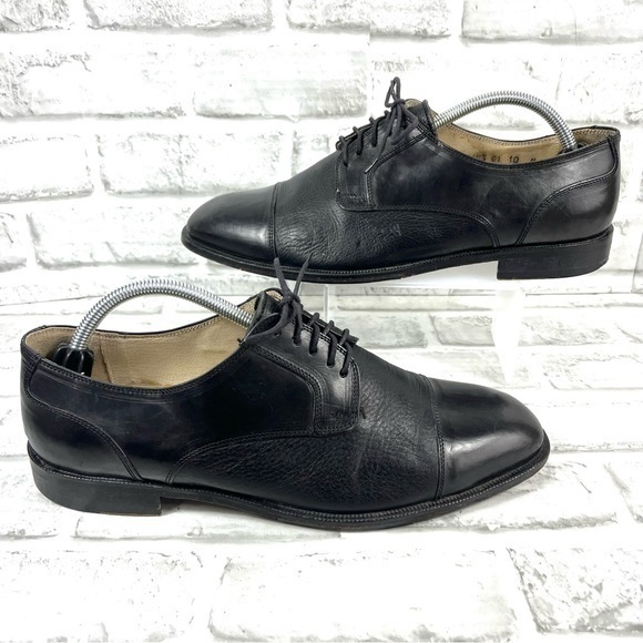 Brassboot Made in Italy Men’s Size 10 M Black Leather Cap-toe Oxford Dress Shoes - Picture 1 of 13